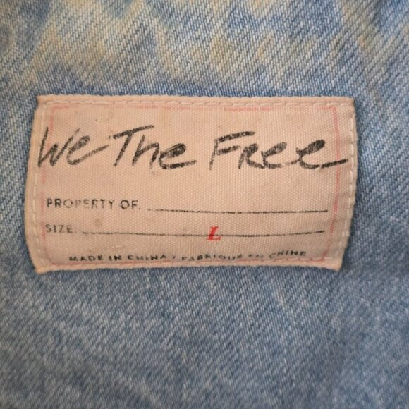 Free People We The Free Ariel Cozy Bomber Jacket Denim Sherpa Trim Size L - Picture 8 of 10